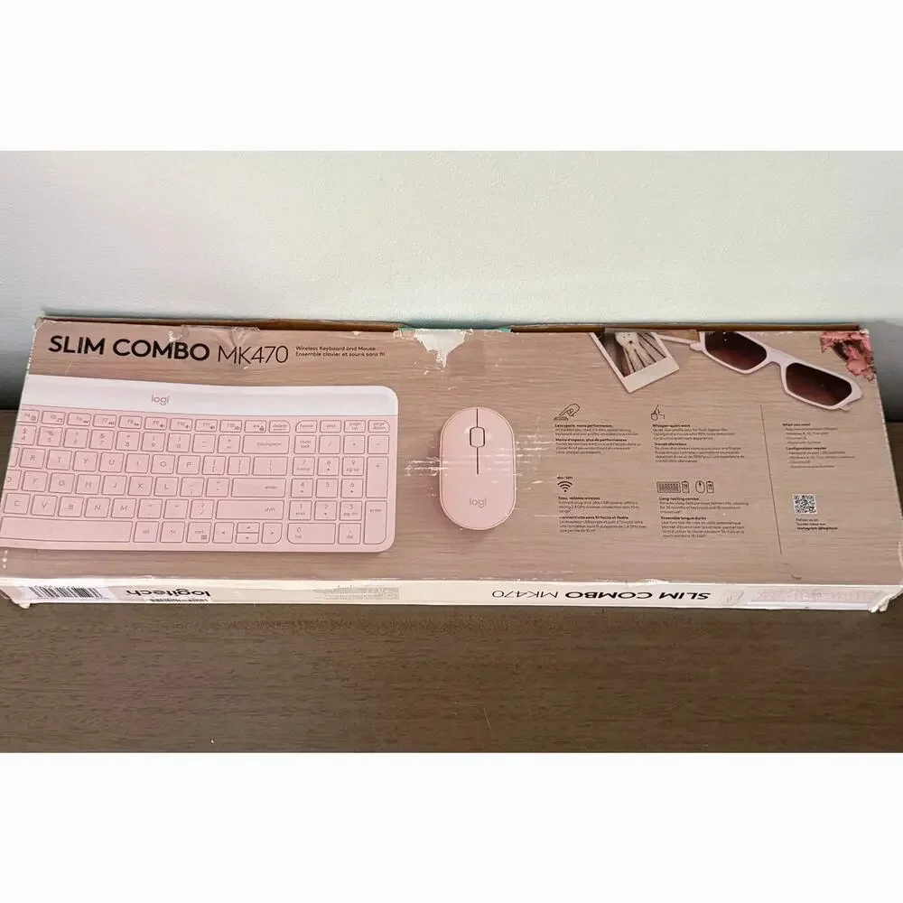 Logitech MK470 Keyboard PINK USB-A Low-Profile Full-Size Keyboard - NO MOUSE